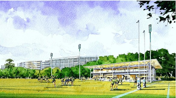 An artist's impression of the Raiders' proposed centre of excellence at Northbourne Oval.