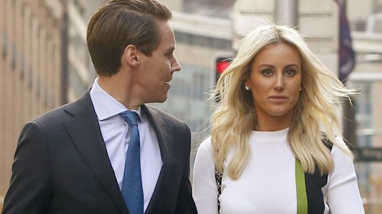 Oliver Curtis and Roxy Jacenko arriving at court last June for his insider trading trial.