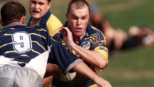 Final season: Brett Horsnell, in Parramatta colours, in a 1998 clash with North Queensland.