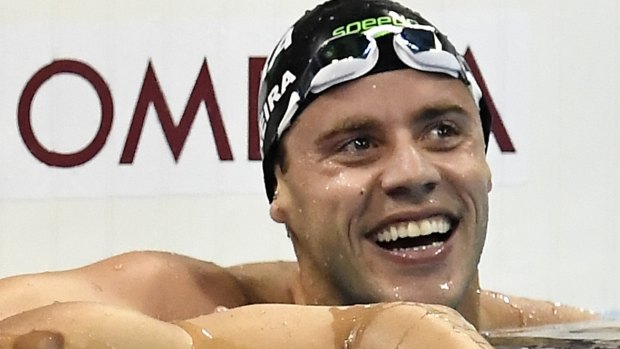 Thiago Pereira after a heat of the men's 200m individual medley.