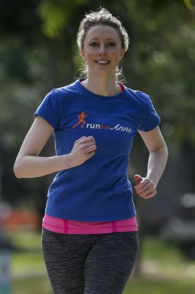 Clare Warren gets ready ahead of this year's Run Melbourne. 21 July 2015. The Age NEWS. Photo: Eddie Jim.