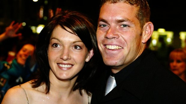 Brett and Sharnie Kimmorley, pictured at the Dally M Awards in 2002.