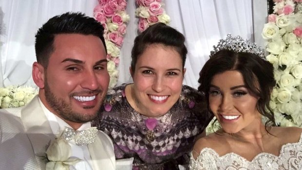 Salim and Aysha Mehajer with Missy Higgins, centre, who sang at the wedding.