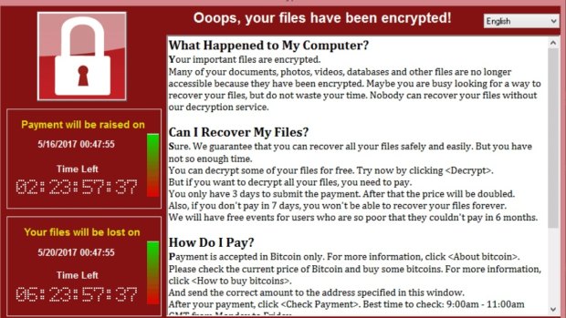 The ransom screen for WannaCry could still hit users on unpatched systems.