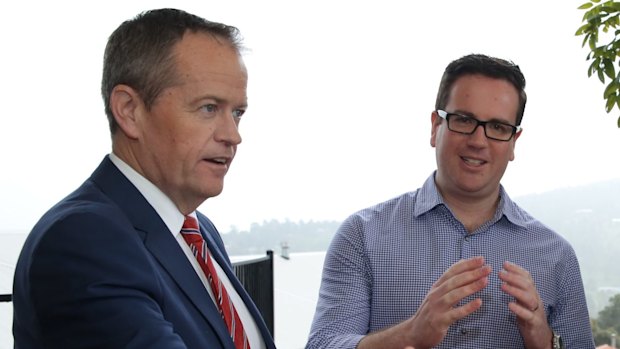 Bill Shorten (left) with Labor candidate Matt Keogh. 