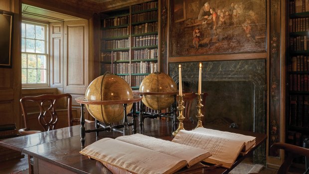 The library at Traquair House.
