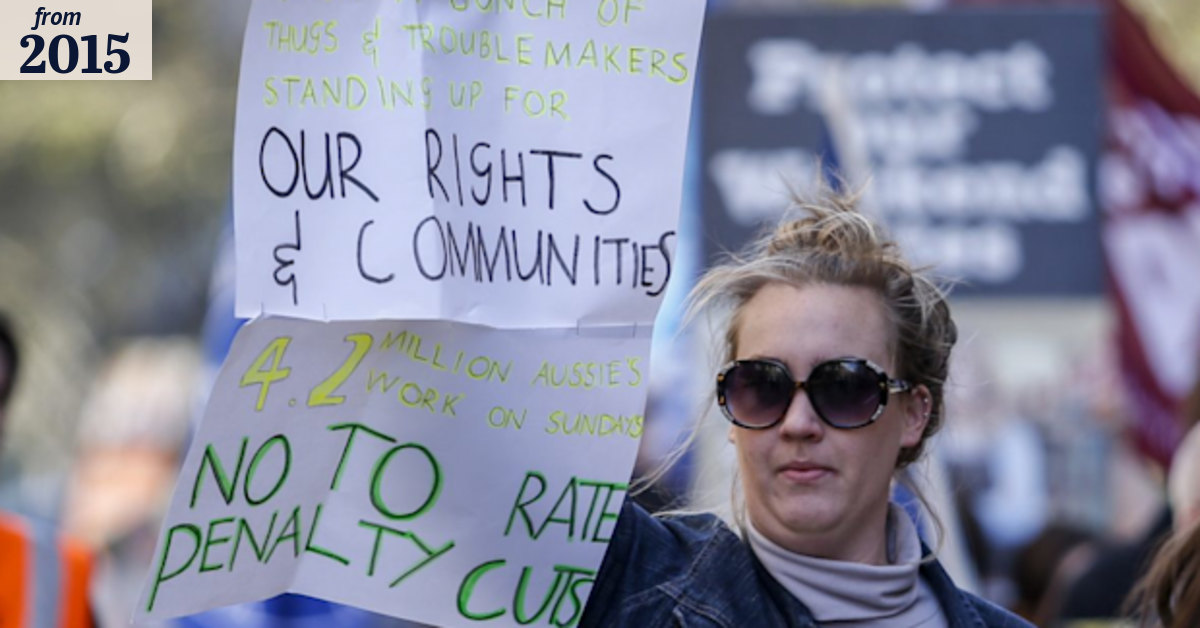 Workers rally to protect Sunday penalty rates
