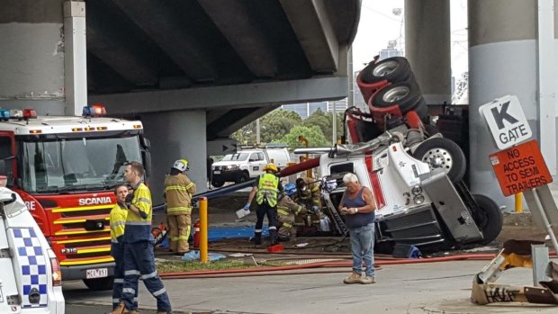 The truck rollover at Dynon Road.