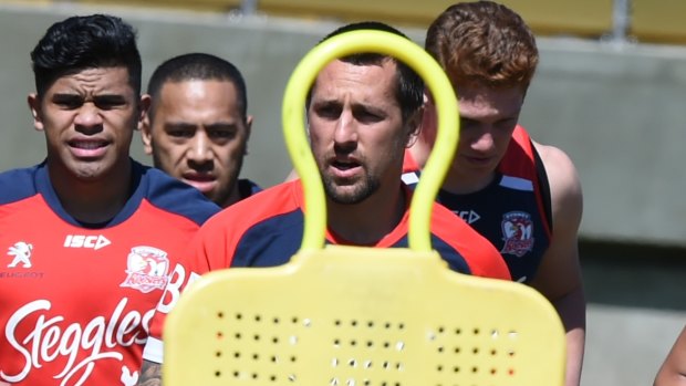 Ready to fire: Mitchell Pearce looks set to return from injury for the Roosters this weekend and Brisbane's Ben Hunt expects him to be at his best.