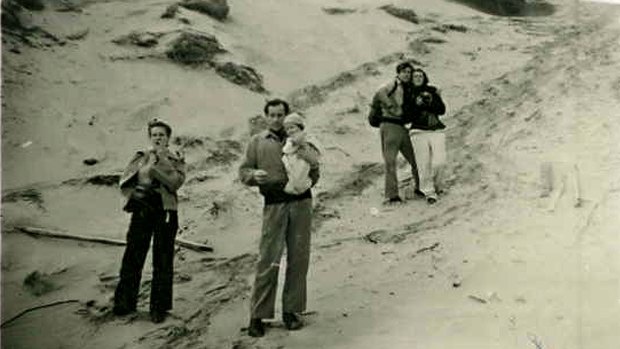 A day at Point Lonsdale in the 1940s: (from left) Joy Hester, Sidney Nolan holding Sweeney Reed, John Reed and Sunday Reed.