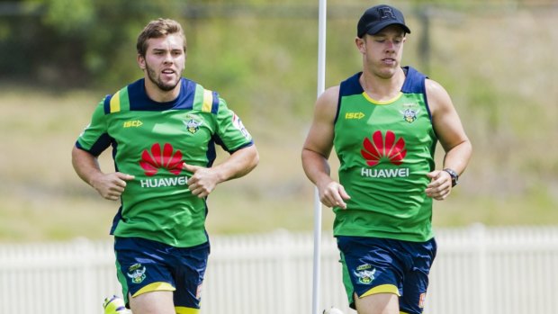 Neck and neck: Mitch Cornish and Sam Williams are in a race for the Raiders No7 jersey