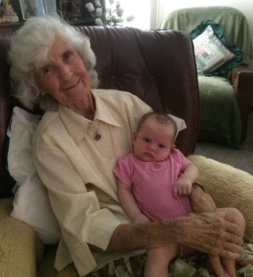 Jean Harrison with her youngest great-granddaughter, Xanthe.