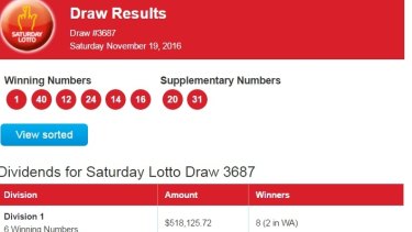 2 numbers and a supp saturday lotto