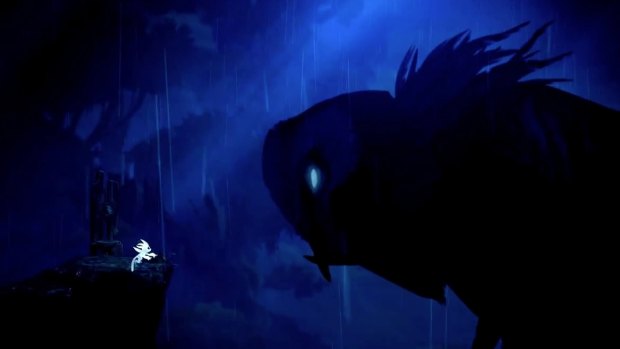The tiny but brave Ori faces down powerful foes in <i>Ori and the Blind Forest</i>.