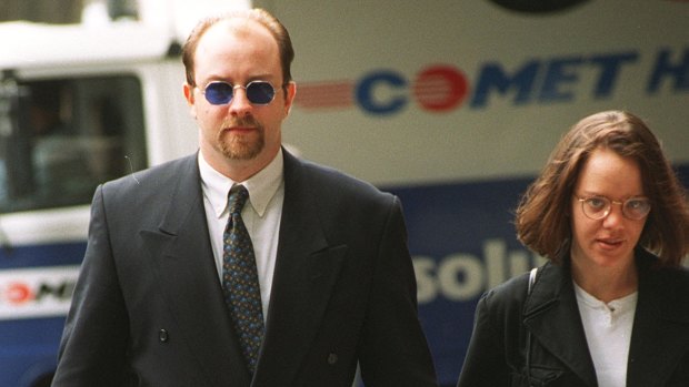 Skeeve Stevens arrives at court in 1995 with his girlfriend at the time.