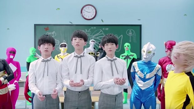 Members of the Chinese boy band TFBoys.