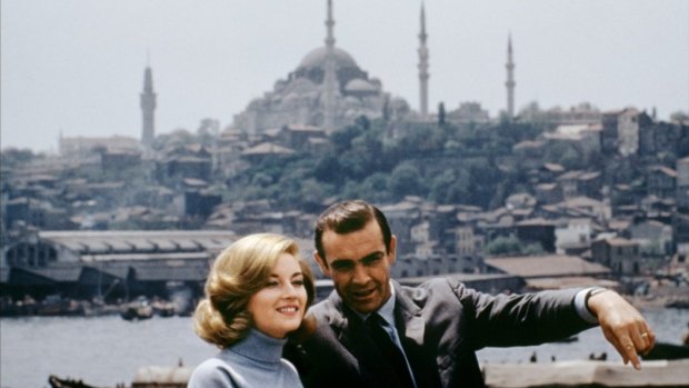 Sean Connery stars as James Bond and Daniela Bianchi as Tatiana Romanova in the film <i>From Russia With Love</i>.