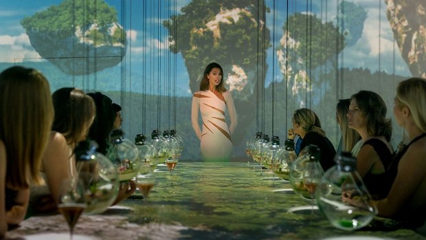 The world's most expensive restaurant pairs its dishes with  themed 360-degree wall projections.