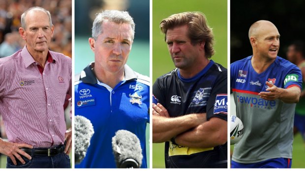 Powerful line-up: Coaches Wayne Bennett, Paul Green, Des Hasler and Nathan Brown are all managed by George Mimis.
