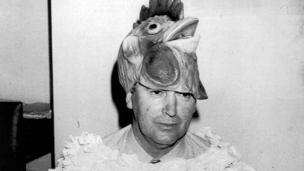 Bruce Goodluck in a chicken suit in 1985.