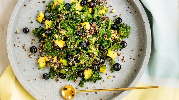 Quinoa salad with bursts of blueberry.