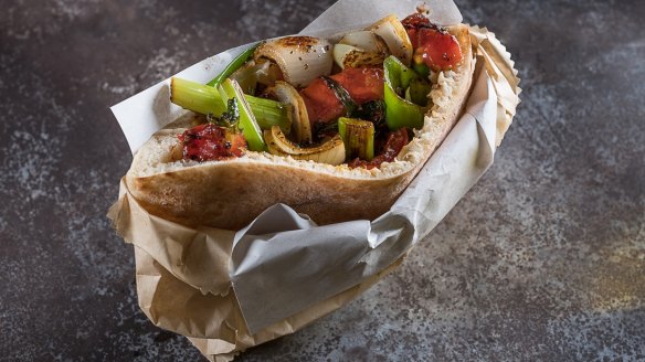 Roasted vegetable ratatouille pita at Miznon.