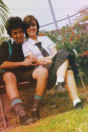 Mojgan was very proud when she started school in Australia and could finally wear a uniform. Pictured with Milad Jafari at Yeronga State High School.