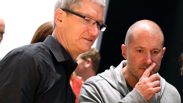 Apple chief executive Tim Cook (left) and Jony Ive at the launch of the iPhone 5 in 2012.
