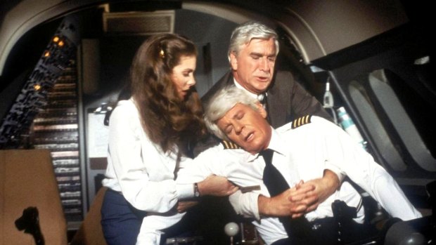 Both pilots were incapacitated in 1980 comedy film <i>Flying High!</i>, leaving passengers to land the plane.