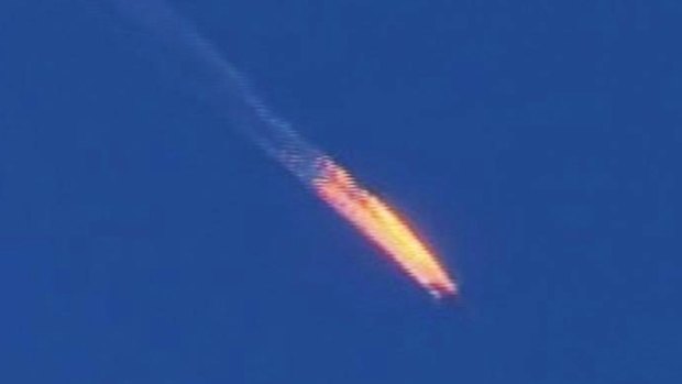 The Russian Sukhoi Su-24 downed by Turkish F-16s.