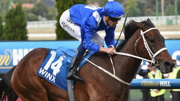 Too good:  Hugh Bowman and Winx win the Cox Plate in 2015.