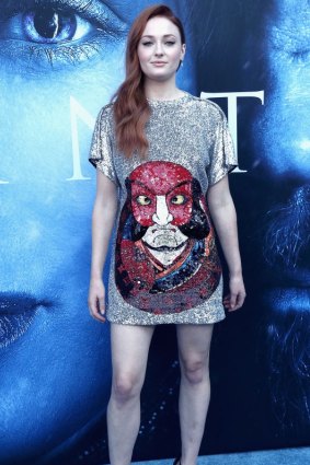 Sophie Turner on the blue carpet for Game Of Thrones season 7.
