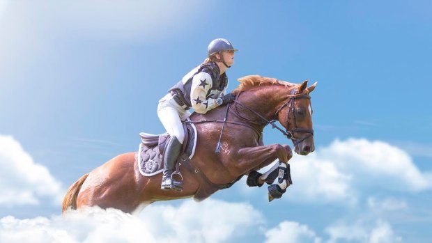 The composite image of Olivia Inglis riding among the clouds has been shared by those who are mourning the death of the young rider.