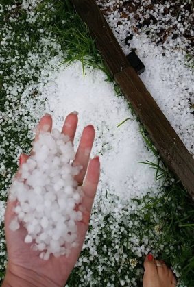 Higgins Storm Chasing shared this photo of hail that reportedly fell in Maleny on Wednesday afternoon.