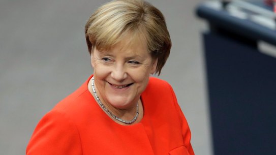 German Chancellor Angela Merkel at the German Federal Parliament, Bundestag, at the Reichstag building in Berlin.
