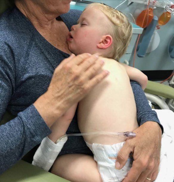 Alistair Massay was hospitalised for three days at Westmead CHhldren's Hospital with flu in September 2017. 