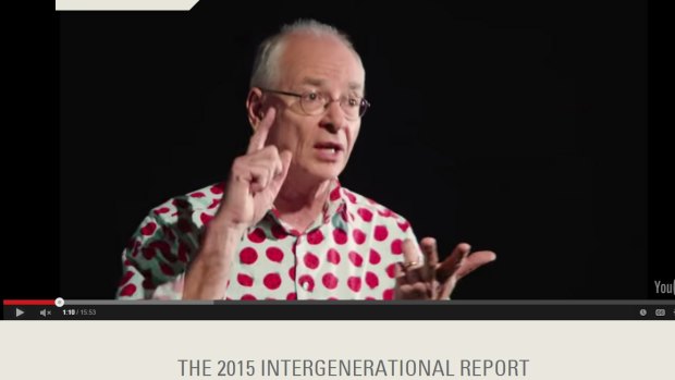 Dr Karl Kruszelnicki in the Intergenerational Report advertisement. 