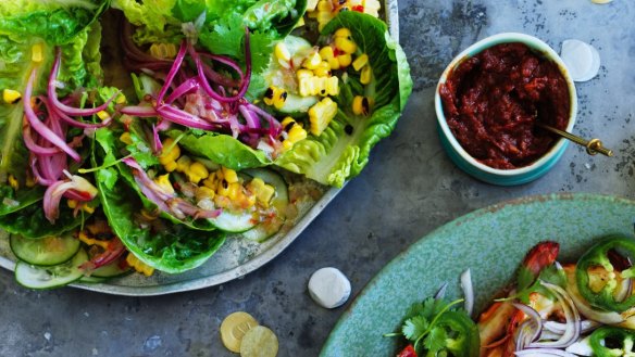 Charred corn salad with habanero dressing.