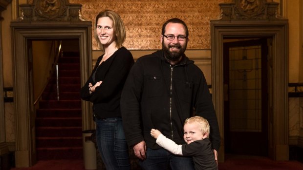 Ricky Muir who is seeking re-election in July  with his wife Kerrie-Anne and son Tristan.
