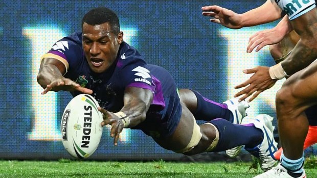 Record-breaker: Melbourne Storm winger Suliasi Vunivalu broke Israel Folau's rookie try record last week with his 22nd major of the season.