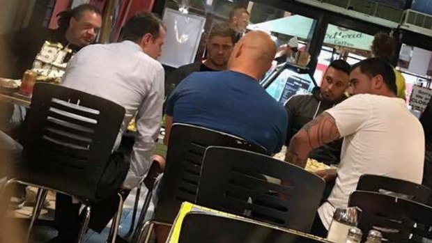 Table talk: Knights football manager Darren Mooney and coach Nathan Brown had dinner with Andrew and David Fifita and their management in a Newcastle cafe on Monday night.