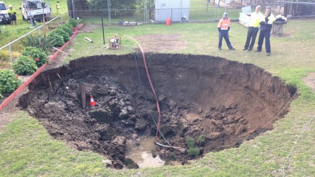 The sinkhole expanded overnight.