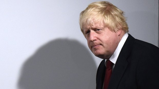 Vote Leave campaigner Boris Johnson arrives for a press conference at Vote Leave headquarters in London. 