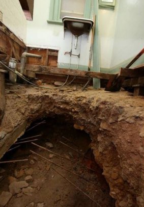The bathroom mineshaft is about three metres wide.