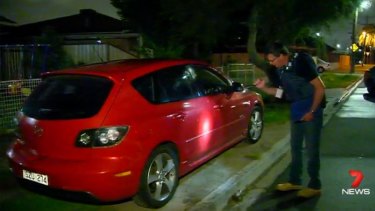 The red Mazda shot in a bizarre incident in Sunshine West.