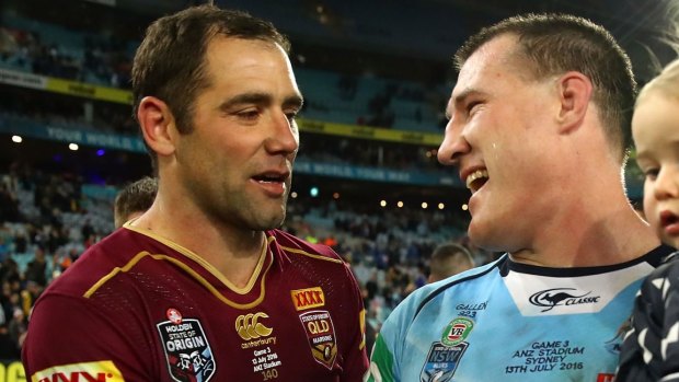 Cameron Smith and Paul Gallen after Origin III in mid-July. 