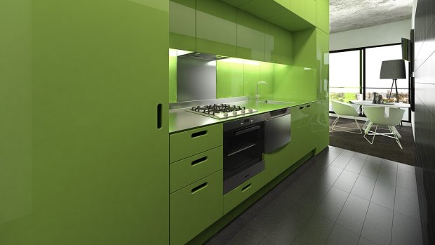 Highly lacquered pods – in apple green, red or white – feature a variety of functions.