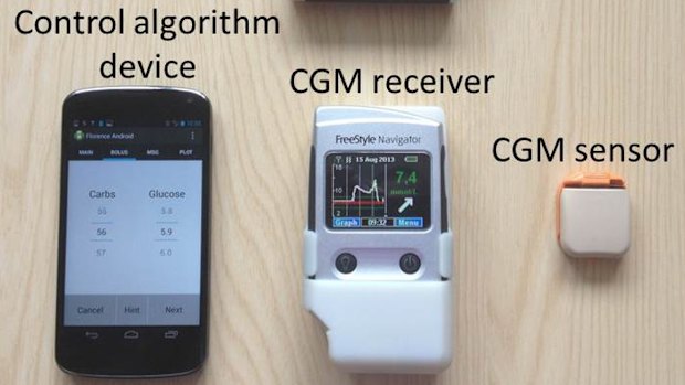 Some of the components that make up the artificial pancreas. 