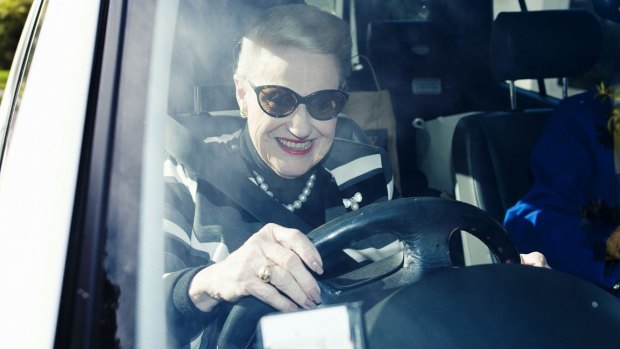 Bronwyn Bishop heads to her press conference on Saturday.