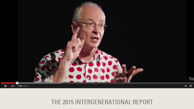 Dr Karl Kruszelnicki in the Intergenerational Report advertisement. 